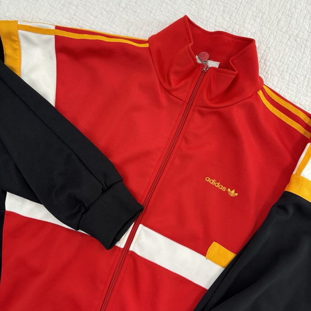 Vintage 80s Adidas Track Jacket Men’s Large Embroidered Trefoil Logo Full Zip
